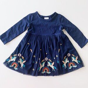 Hanna Andersson Baby Girl Embroidered Tulle Dress 12-18 Months